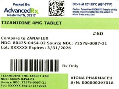 Tizanidine 4mg #60 (Tizanidine 4mg 80425 0454 02)